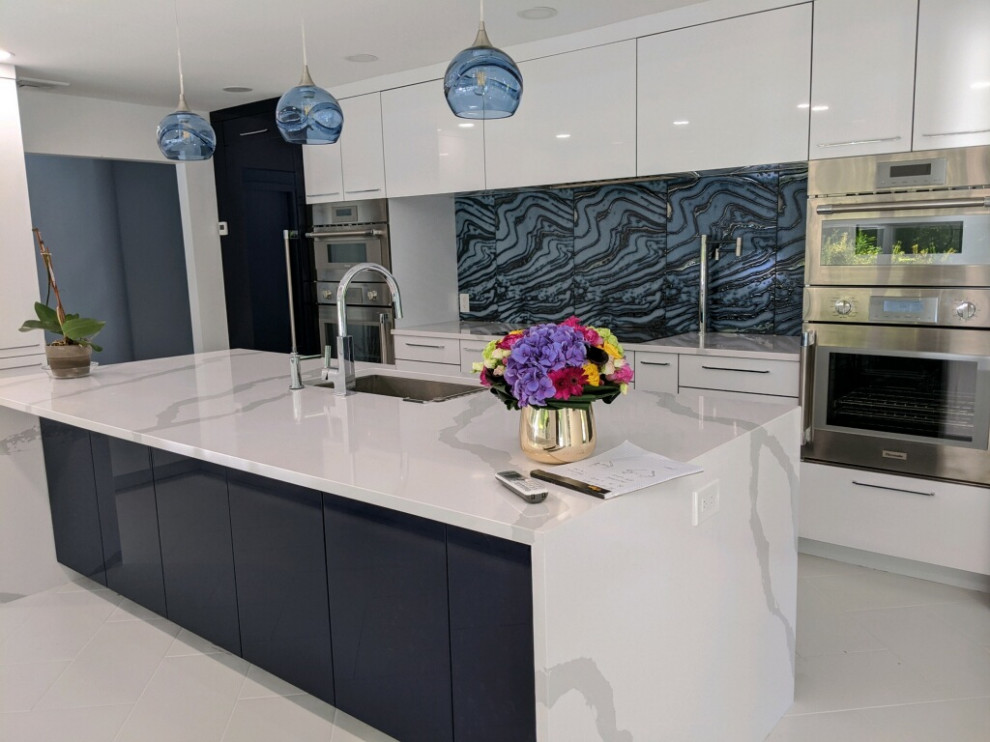 Brilliance in Blue Modern Kitchen New York by Rochon New York