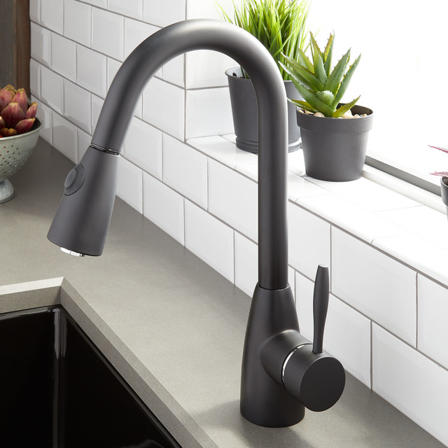 Brodie Single Hole Pull Down Kitchen Faucet Black Contemporary