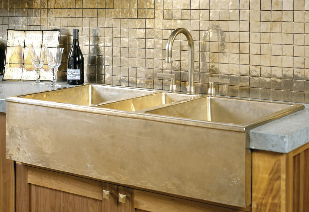 Bronze kitchen sink and backsplash Traditional Kitchen Other by