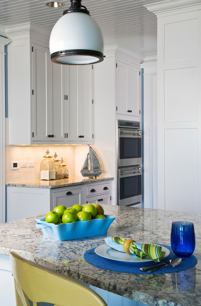 Brookhaven Recessed Panel White Kitchen Cabinets With Crema Romano Countertops Traditional Kitchen Chicago By Orren Pickell Building Group