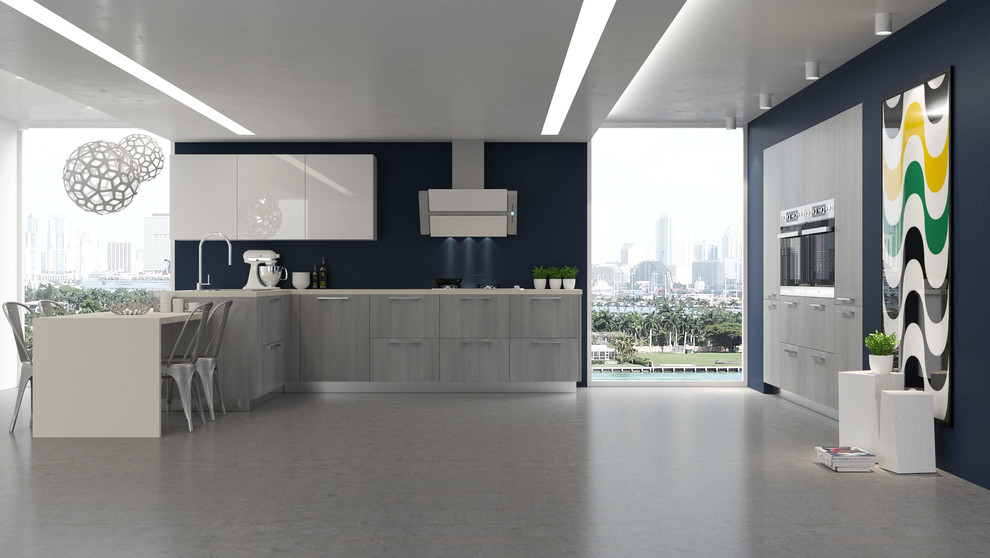 Design ideas for a modern l-shaped kitchen in Miami.