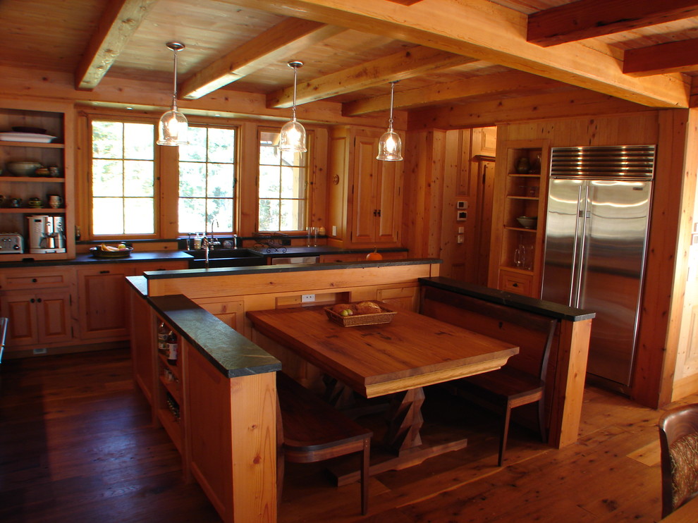 Built In Dining Area Rustic Kitchen Boston by Austin Design Inc