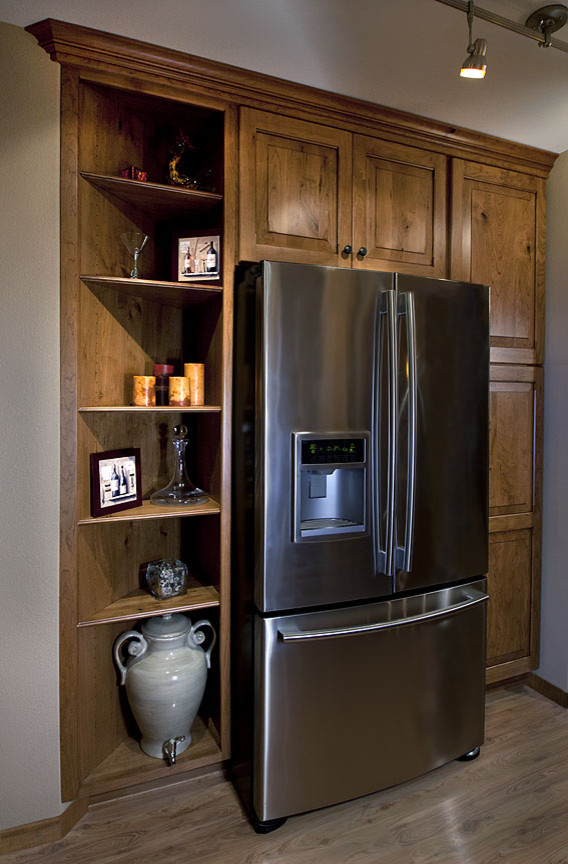 Builtin Free Standing Fridge Ideas Traditional Kitchen Denver