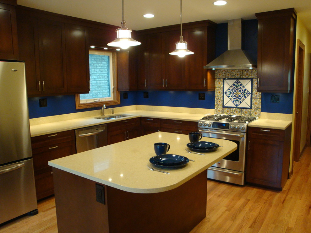 This is an example of a mediterranean kitchen in Chicago.