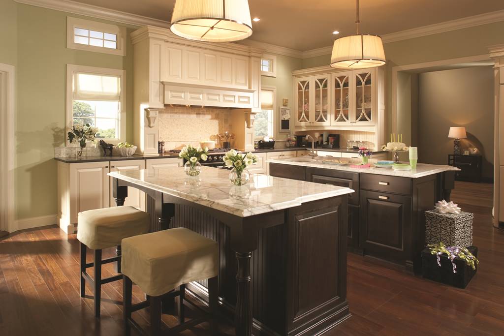 Dark Island Cream Colored Kitchen Cabinets - ezzeyn