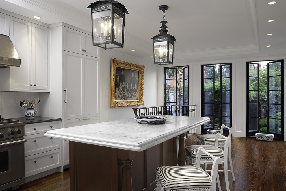 This is an example of a classic kitchen in DC Metro with marble worktops.