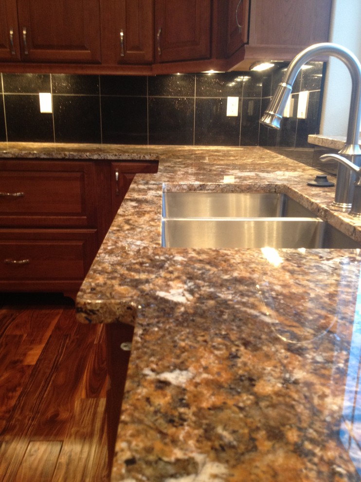 Carnival Granite with Black Galaxy Island and Black Galaxy 12x12 tiles ...