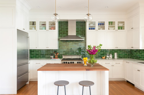 green backsplash tile