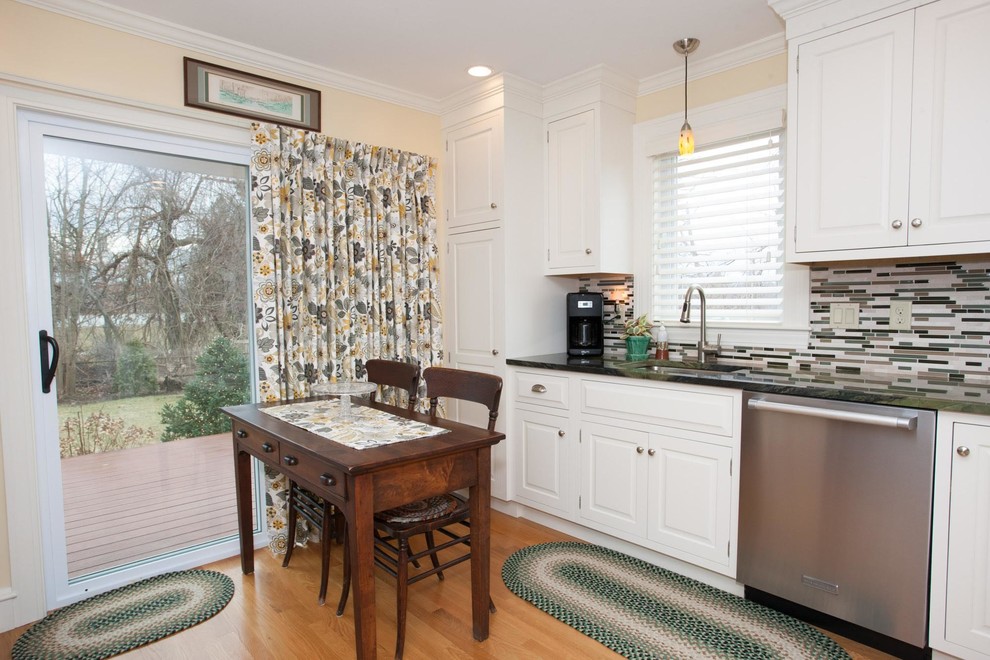 Charming Cranston Update with Shutters & Draperies Traditional