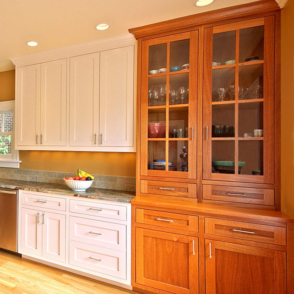 Cherry builtin kitchen hutch and buffet Craftsman Kitchen