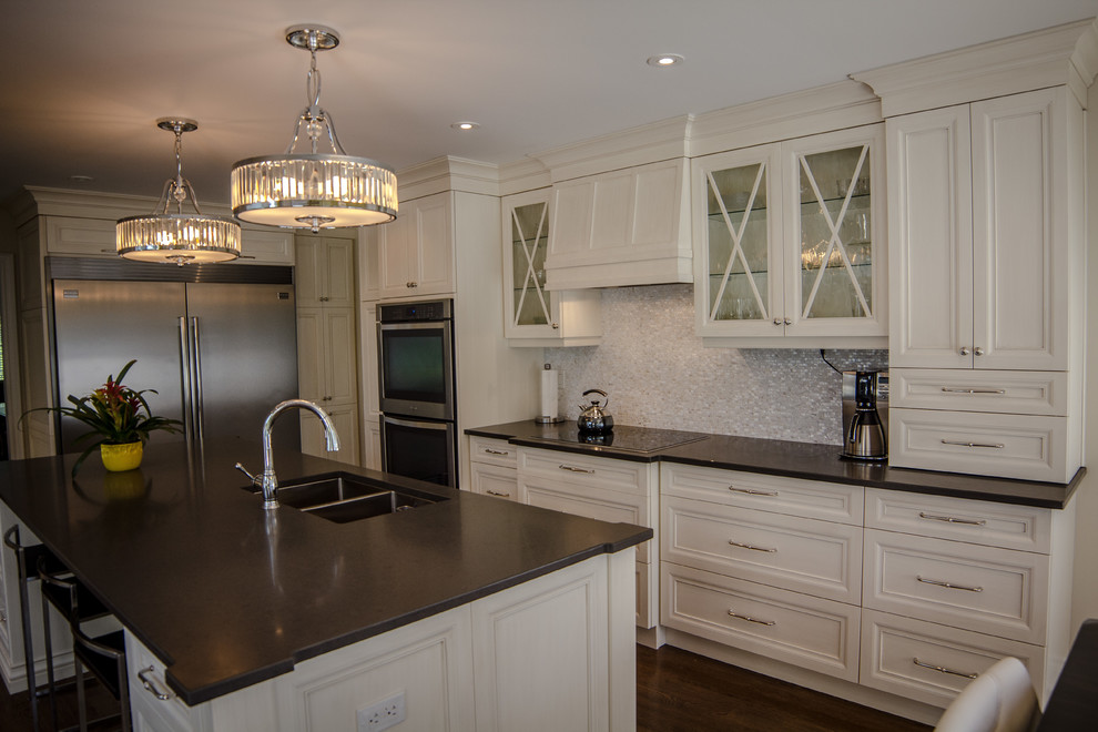Classic Cream Kitchen with Green Accents Contemporary Kitchen