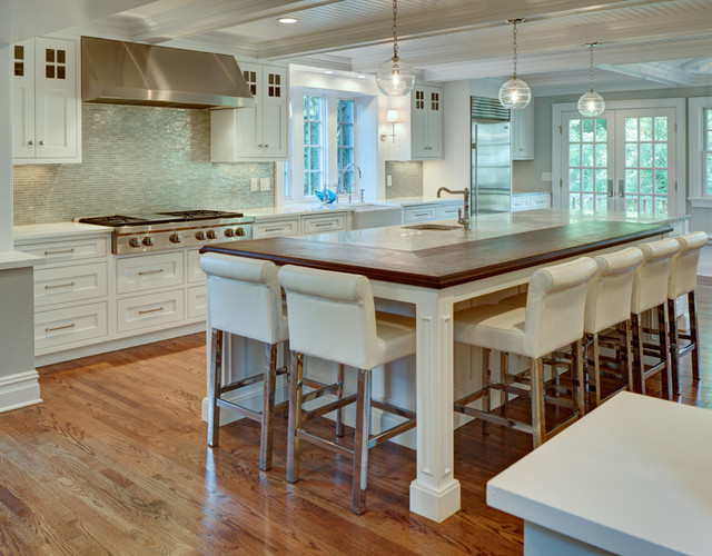Classic White Kitchen with Light Grey Butler's Pantry Contemporary