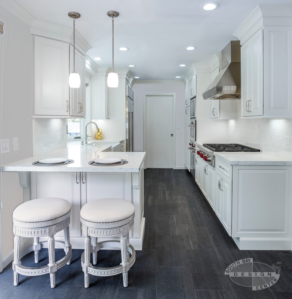 Classic White Rancho Palos Verdes Transitional Kitchen Transitional