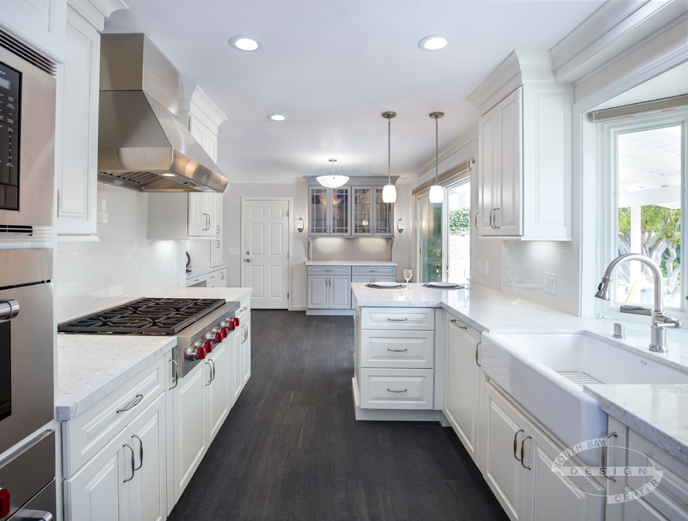 Classic White Rancho Palos Verdes Transitional Kitchen Transitional