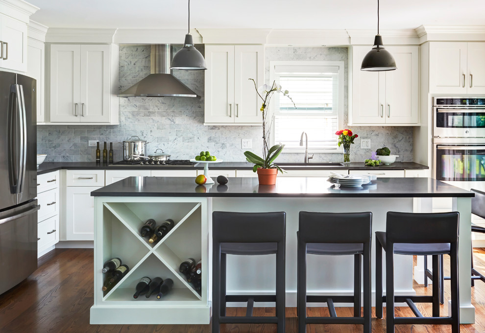 Clean Modern Feel Transitional Kitchen Chicago By Woodharbor Custom Cabinetry