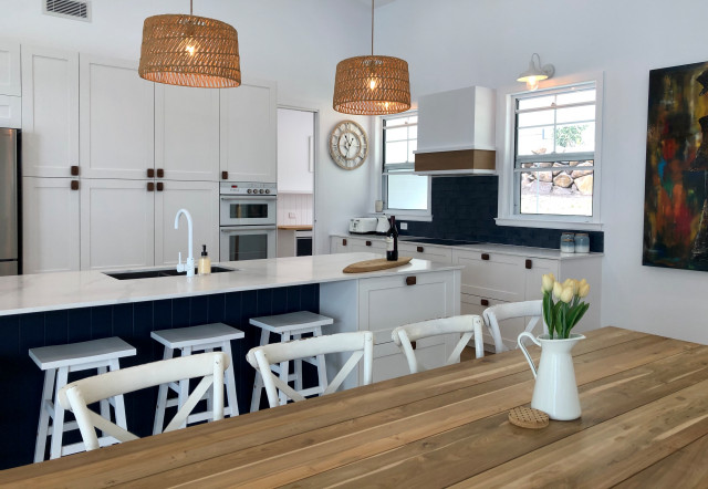 Coastal Farmhouse Kitchen Makeover: A Haven of Serene Elegance