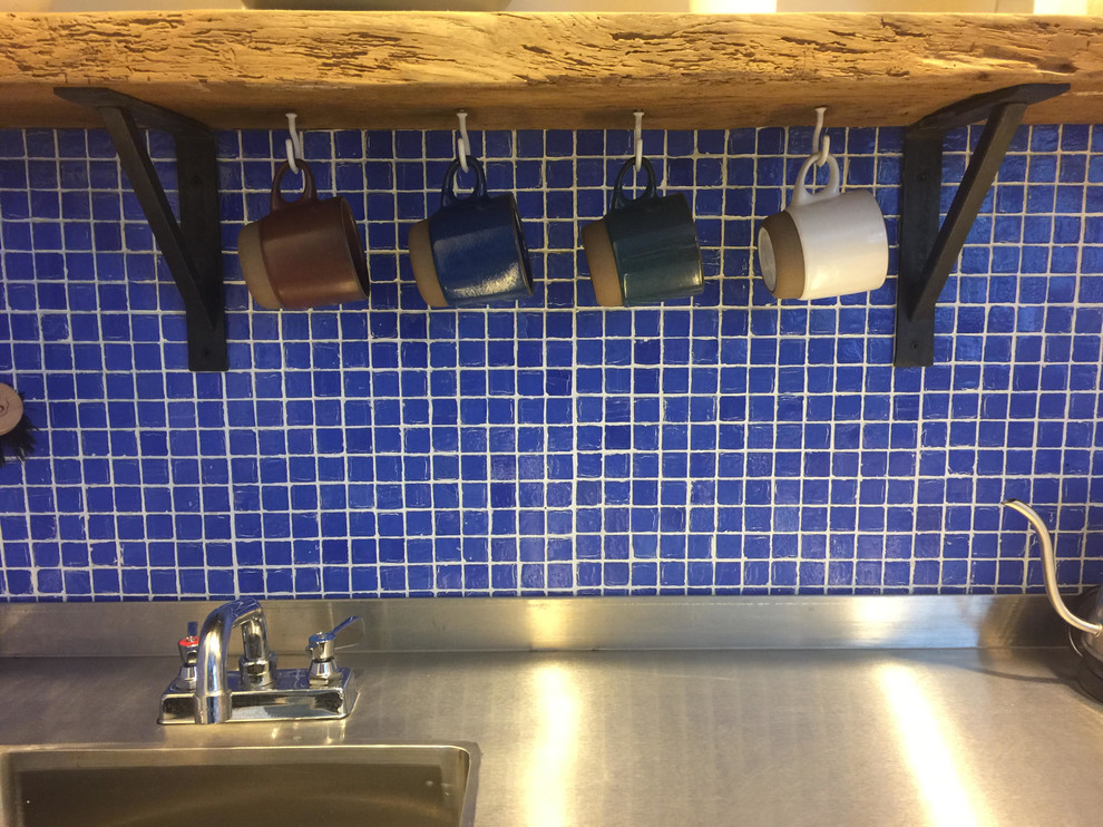 Cobalt Blue Glass Tile Backsplash Rustic Kitchen Boston By Susan Jablon