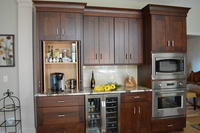 Kitchen Cabinet with Coffee Station and Wine Bar - Transitional