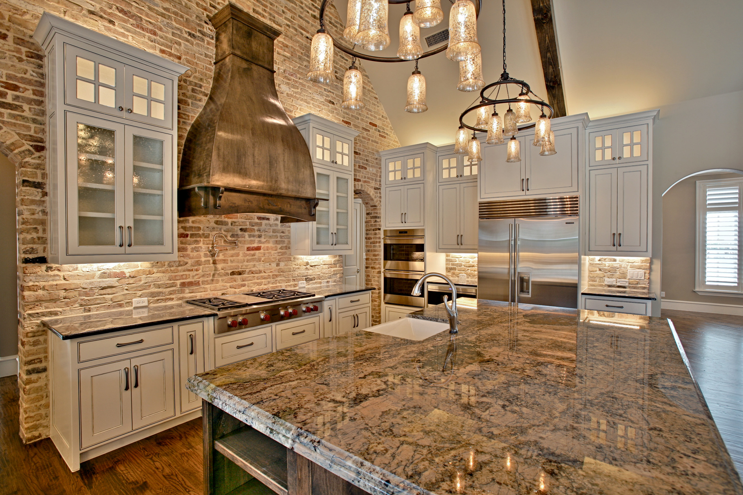 Light Beige Modern Farmhouse Kitchen - Crystal Cabinets