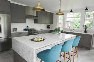 Henry  Contemporary Gray & Teal Kitchen Design