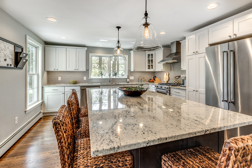 Colonial White Granite Traditional Kitchen in Lexington, MA ...