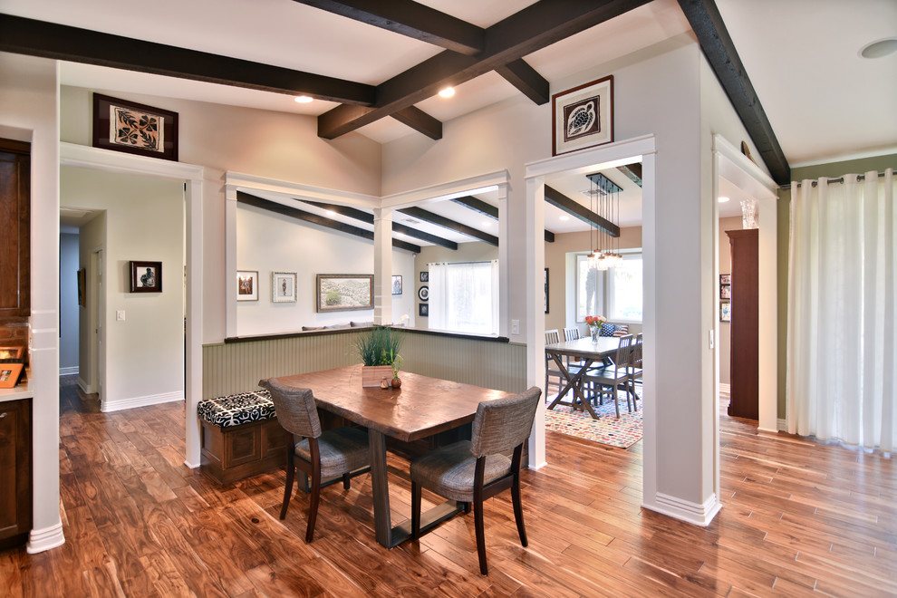 Medium sized traditional kitchen/dining room in Phoenix with medium hardwood flooring.