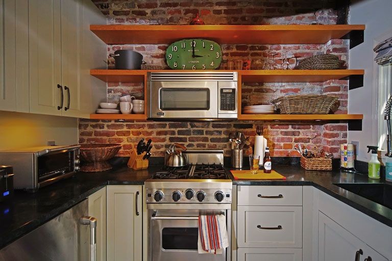 Inspiration for a rustic kitchen in Boston.