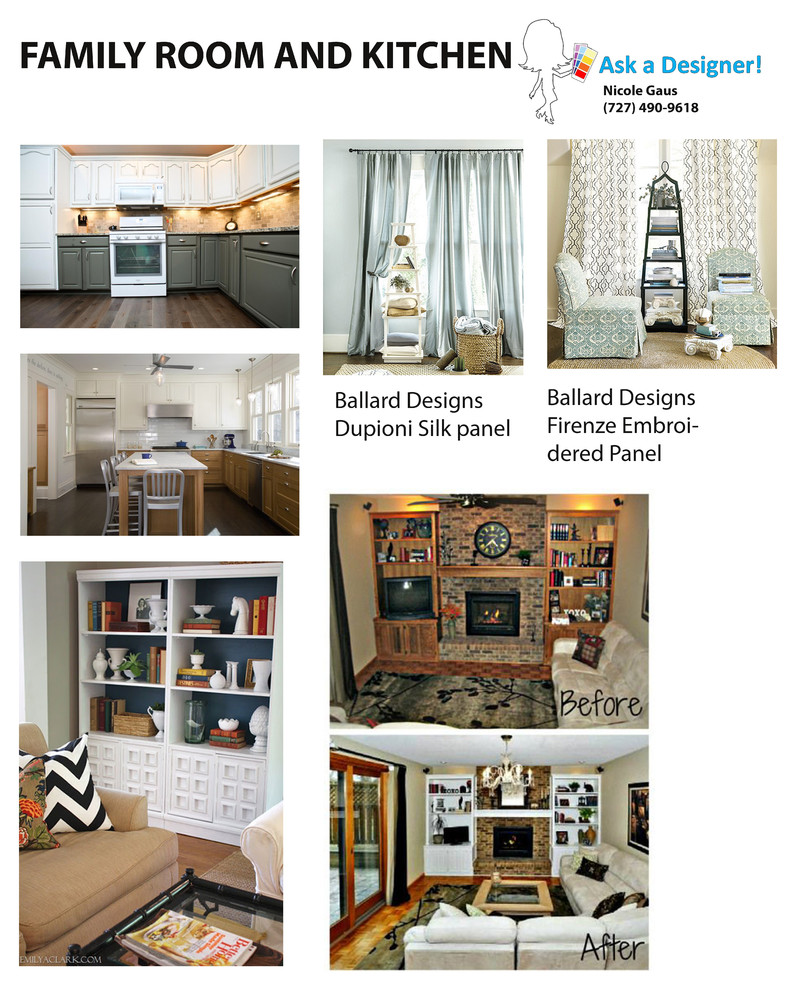 Свежая идея для дизайна: кухня-гостиная среднего размера в стиле неоклассика (современная классика) - отличное фото интерьера