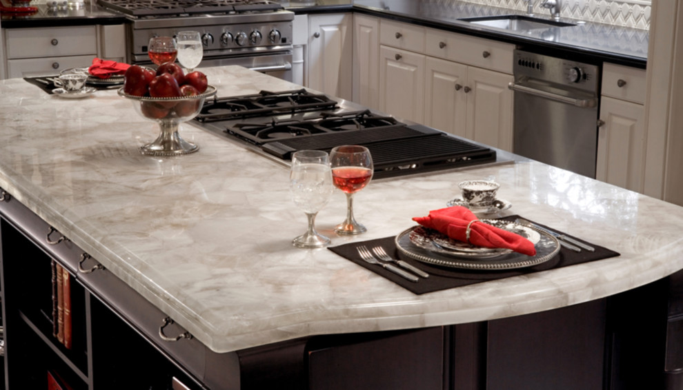 Concetto Exotic Stone Puro White Quartz 8141 Traditional Kitchen Los Angeles By Royal Stone Tile Houzz