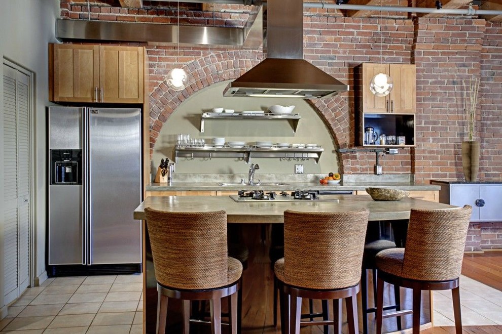 Eclectic kitchen photo in Seattle with stainless steel appliances