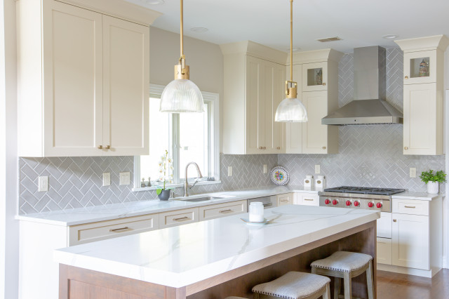 Contemporary Gold & White Kitchen - Contemporary - Kitchen - New York ...