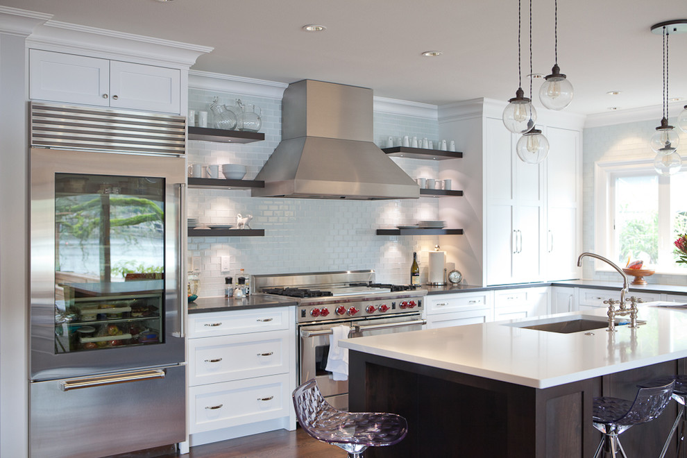 Inspiration for a contemporary kitchen in Portland with stainless steel appliances.
