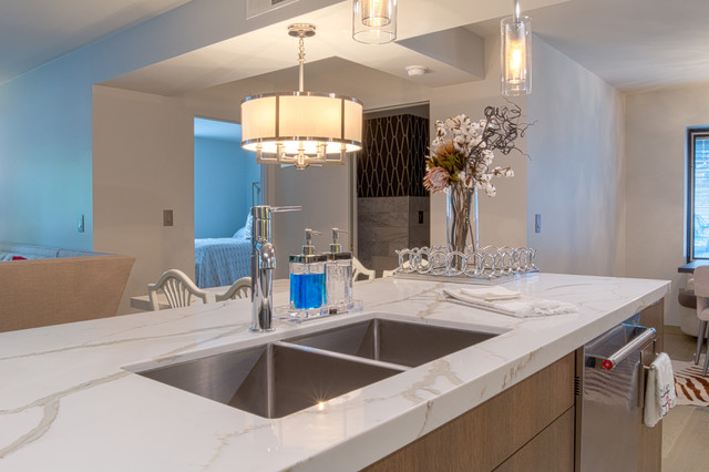 Modern Kitchen Dry Lining Fabricators Reference: Contemporary Kitchen W Gloss Cabinets And Calacatta Natura Quartz