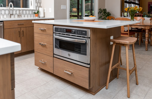 Contemporary Kitchen With Contrasting Bamboo And White Cabinets In Baltimore Md Modern By Saver Houzz Contemporary Kitchen With Contrasting, Kitchen Cabinets In Baltimore Maryland