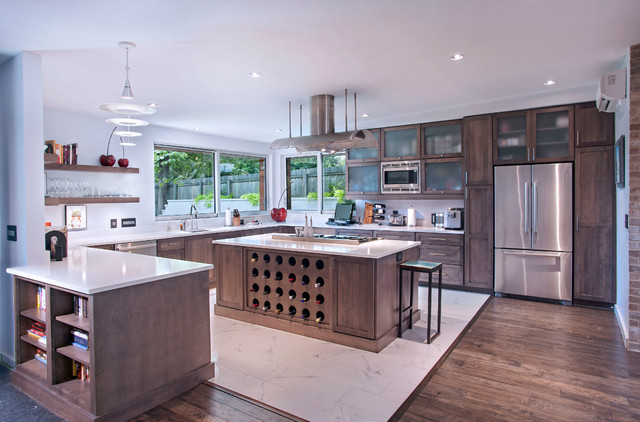 Ub Kitchens - Kitchen Design And Cabinets Contemporary Kitchen with Shaker Doors, Grey Stained Wood & Custom Wine