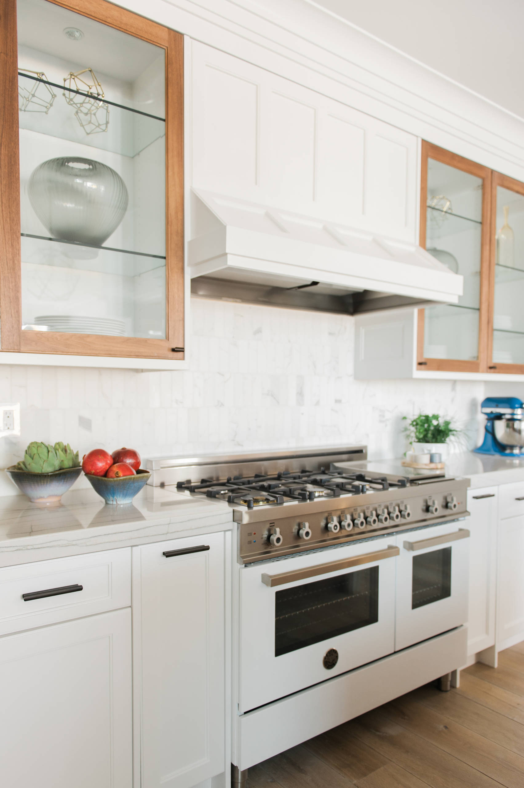 White and Gold Kitchen with Bertazzoni Range - Contemporary - Kitchen