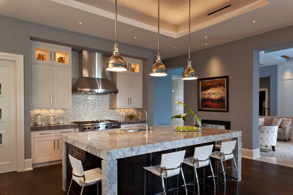 Photo of a contemporary kitchen in Miami with stainless steel appliances.