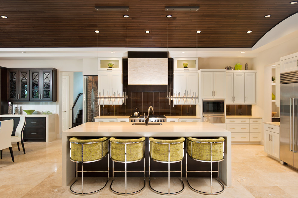 Contemporary White Kitchen Combo With Dark Chocolate Contemporary Kitchen By Z Interior Decorations Inc