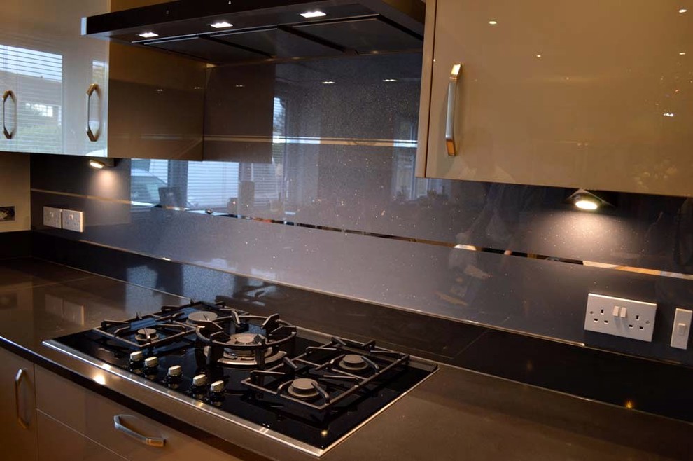 Cool Grey Mirror Stripes Glass Kitchen, Glass Splashbacks Adelaide Cost