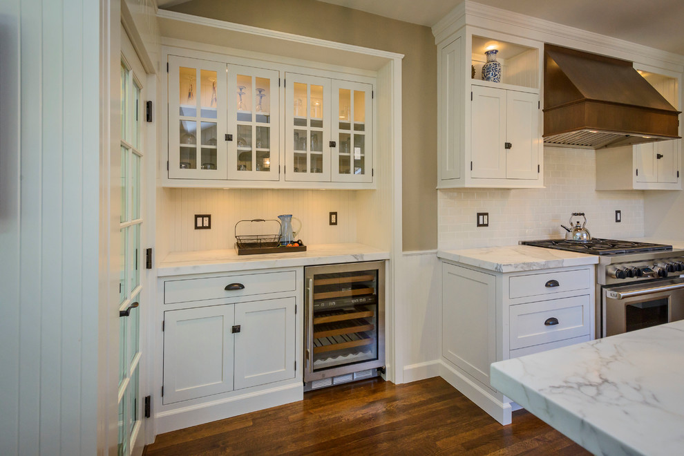 Inspiration for a mid-sized craftsman galley enclosed kitchen remodel in San Francisco with beaded inset cabinets