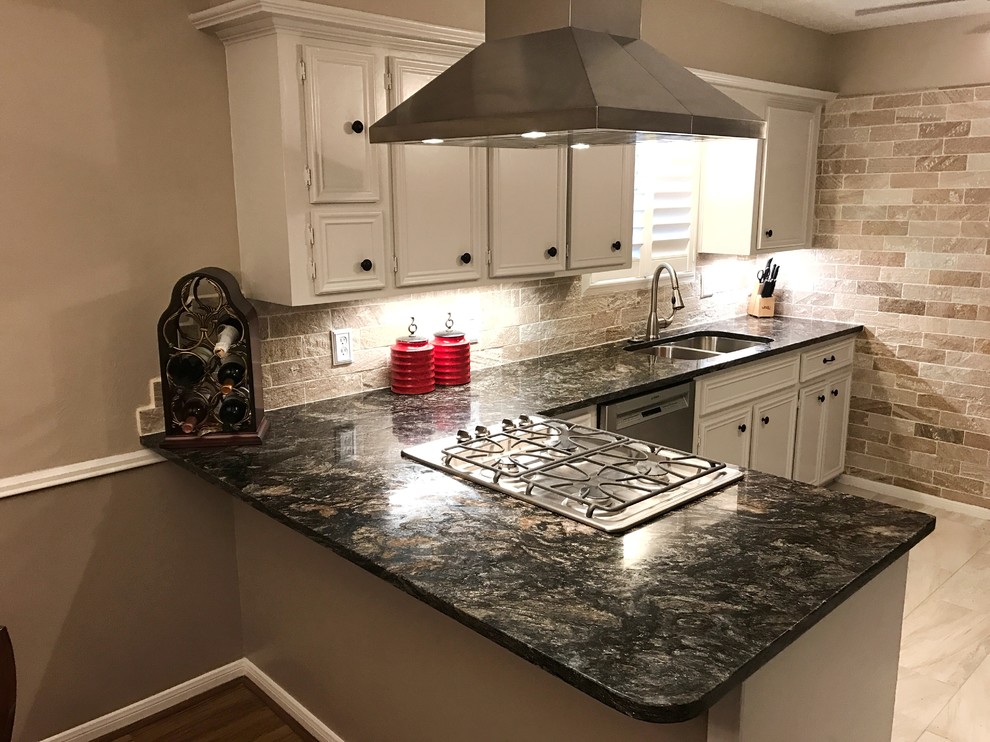 Cosmic Black Granite Kitchen Traditional Kitchen Houston by