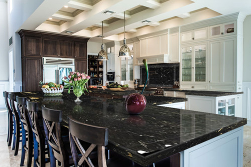 Modern kitchen with large island and pendant lights — inspiration for Scratch-Resistant Melamine cabinetry