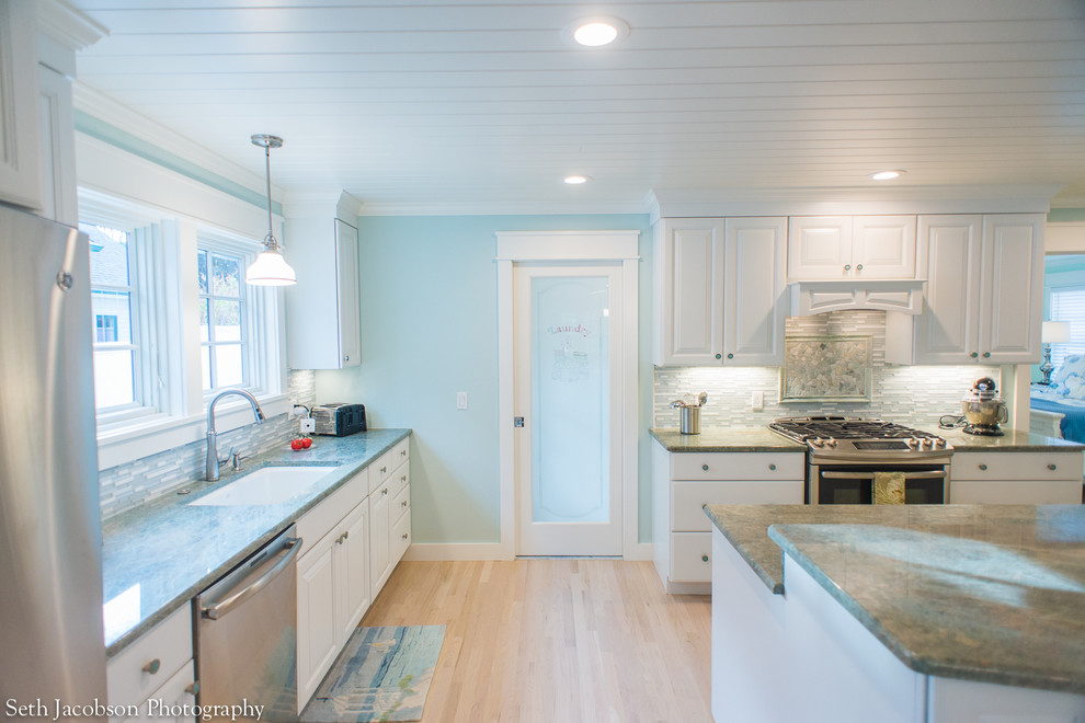 Design ideas for a beach style kitchen in Providence.