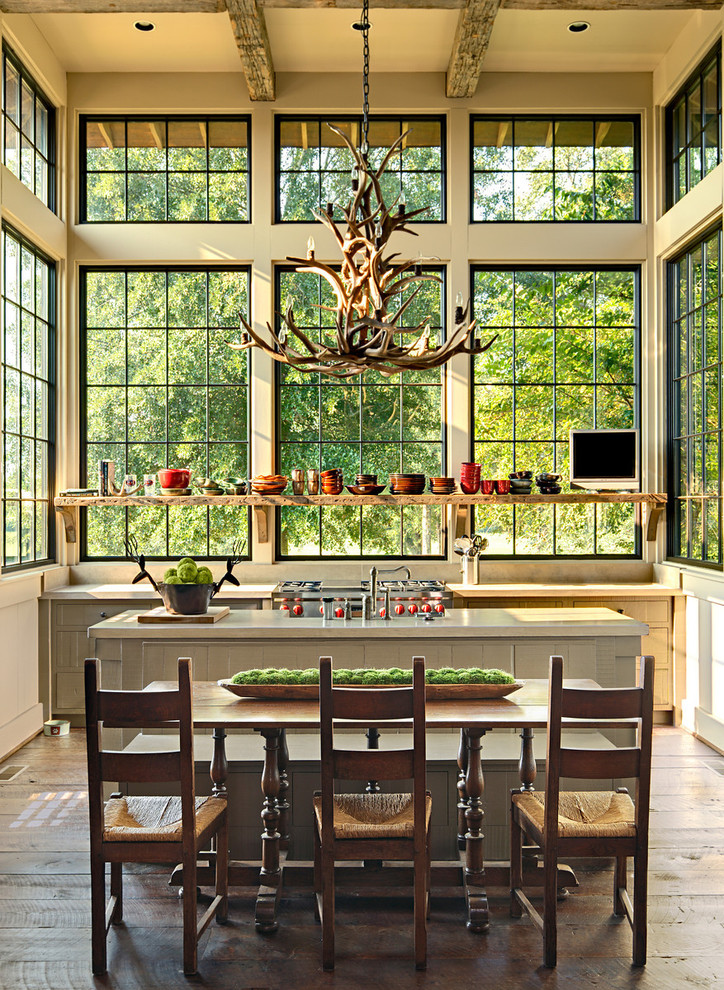 Inspiration for a rustic galley eat-in kitchen remodel in Birmingham