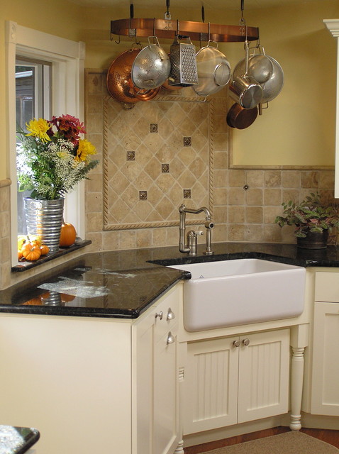 Country Farmhouse Sink Traditional, Corner Kitchen Cabinet For Farmhouse Sink