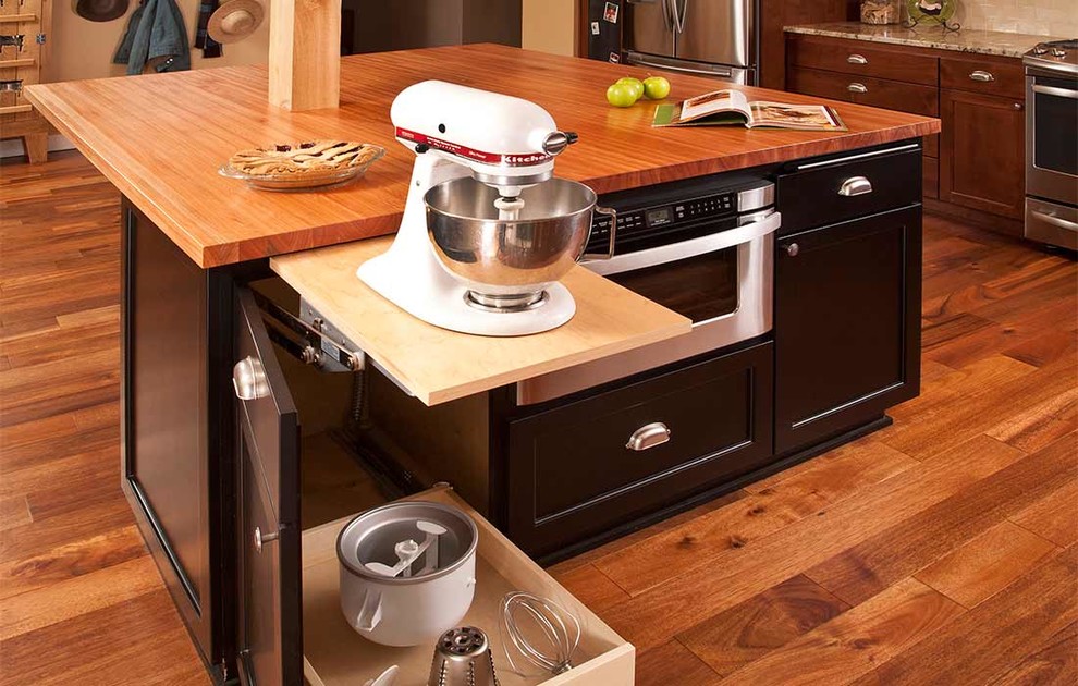 Country Kitchen with popup mixer shelf Traditional Kitchen