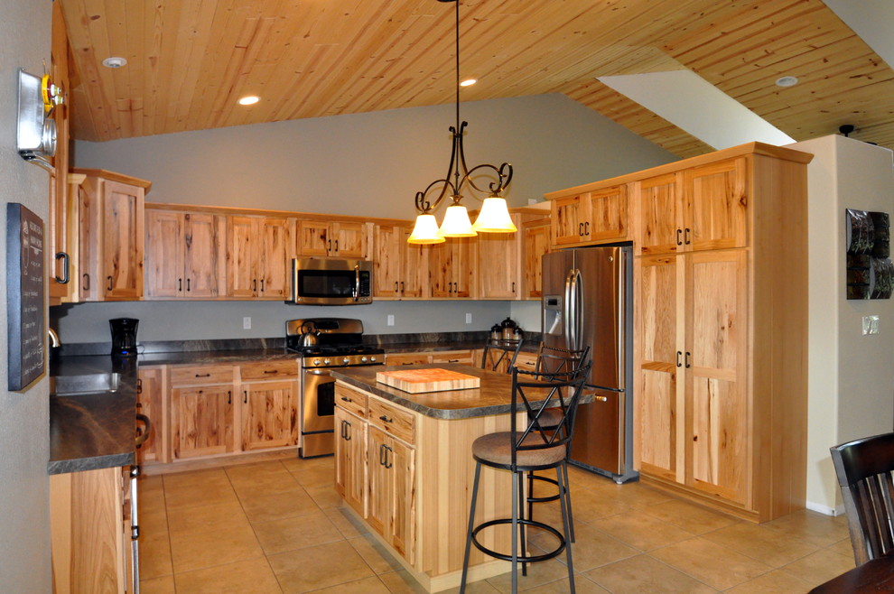 Rustic Hickory Farmhouse Kitchen, Rustic Hickory Kitchen Cabinets Pictures