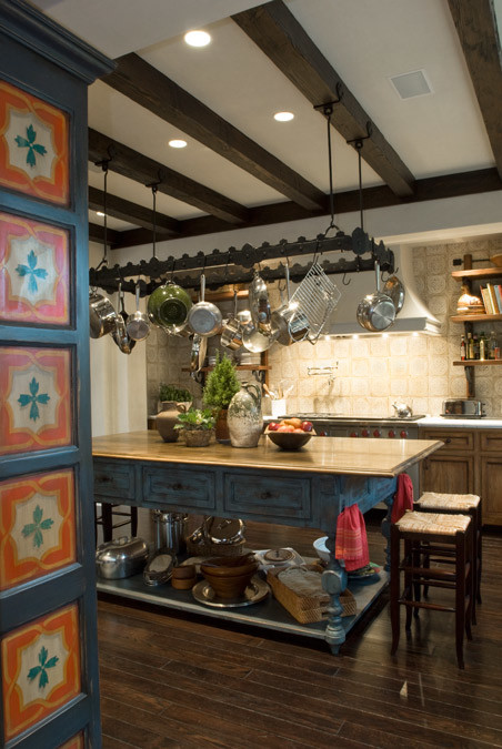 Photo of a mediterranean kitchen in Houston.
