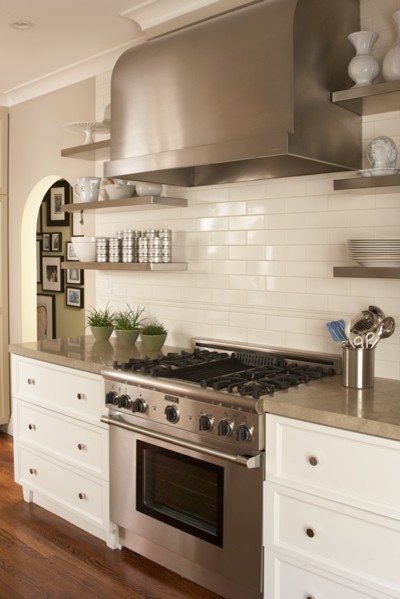 Inspiration for a timeless kitchen remodel in San Francisco with limestone countertops