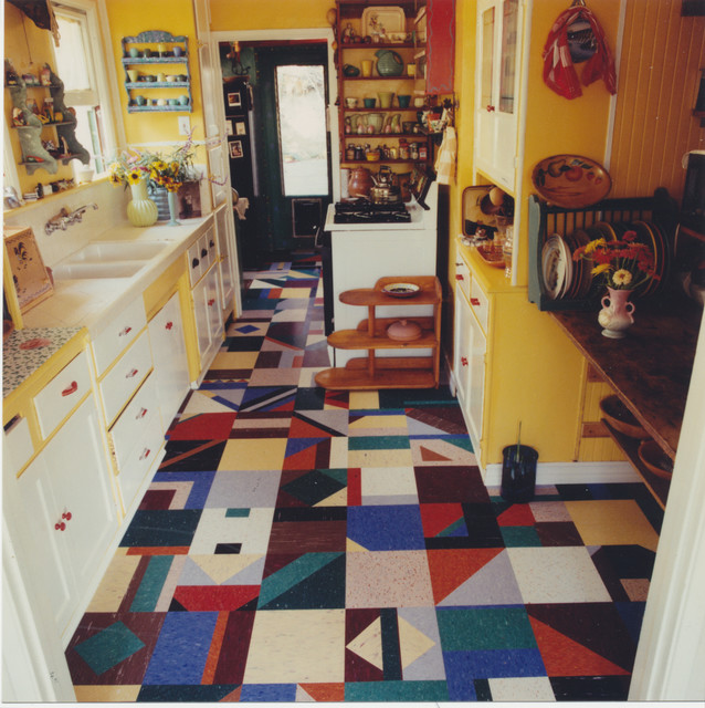 Crazy Quilt Traditional Kitchen, Crazy Vinyl Flooring